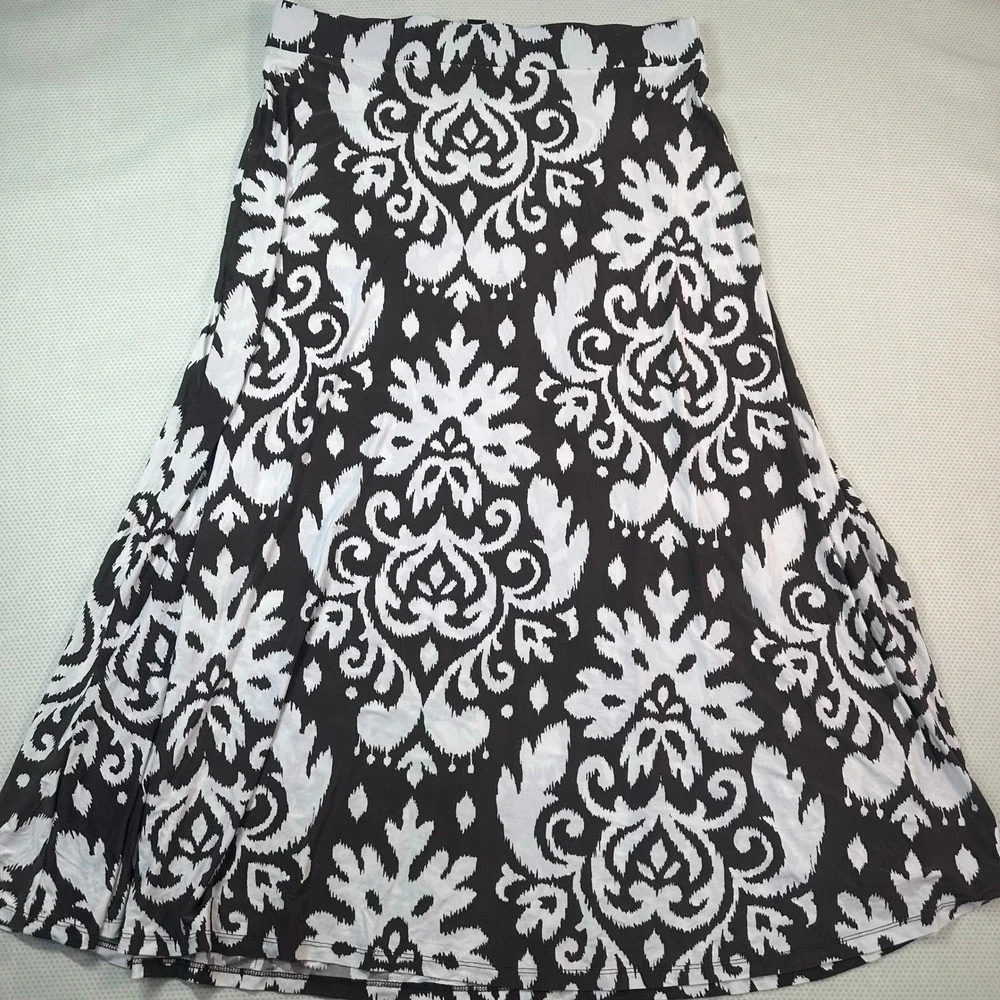 INC International Concepts INC Damask Ikat Maxi Skirt Womens XL Brown‎ White